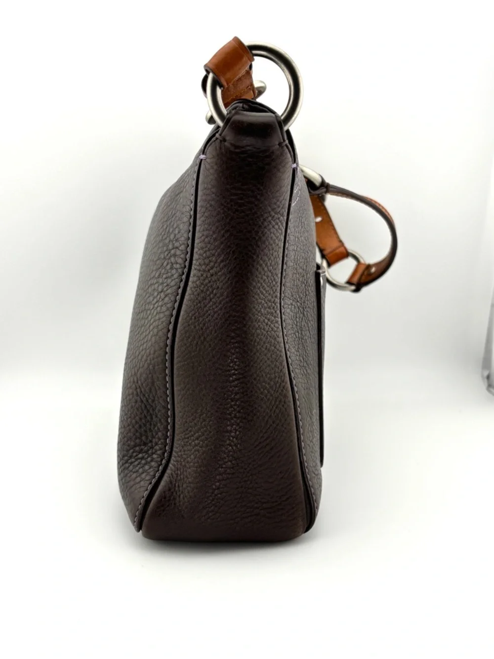 Coach E06S-10131 Chelsea Brown Pebbled Leather Hobo Shoulder Handbag - Picture 6 of 14